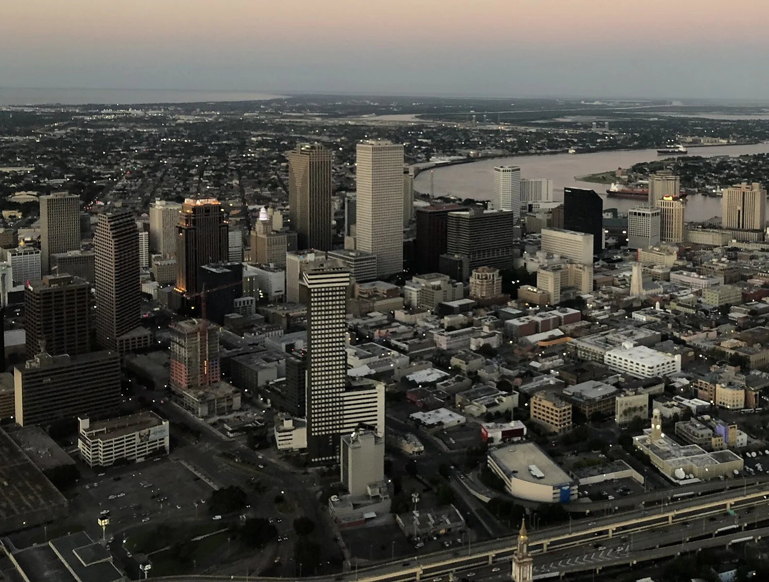 New Orleans skyline and recognizable city landmarks