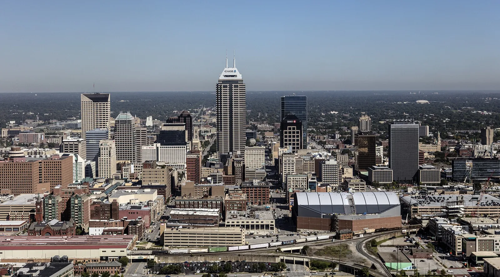 Indianapolis skyline and recognizable city landmarks