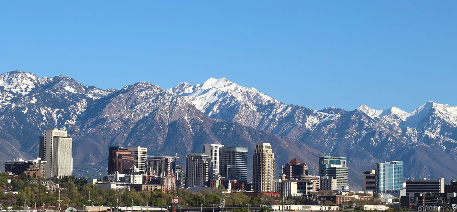 Salt Lake City skyline and recognizable city landmarks
